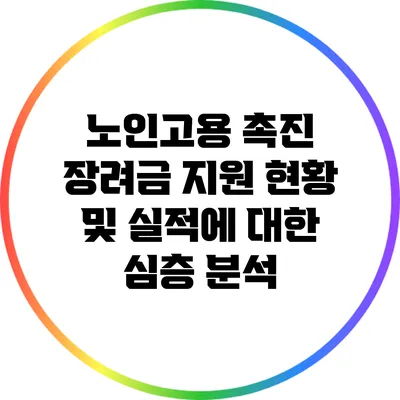 노인고용 촉진 장려금 지원 현황 및 실적에 대한 심층 분석