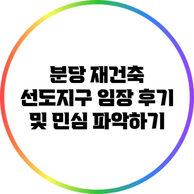 분당 재건축 선도지구 임장 후기 및 민심 파악하기