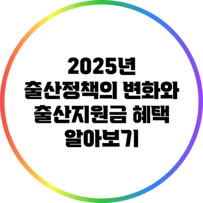 2025년 출산정책의 변화와 출산지원금 혜택 알아보기