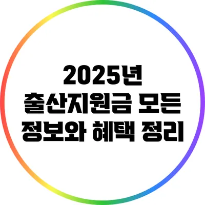 2025년 출산지원금: 모든 정보와 혜택 정리