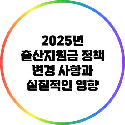 2025년 출산지원금 정책 변경 사항과 실질적인 영향