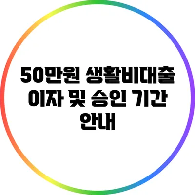 50만원 생활비대출 이자 및 승인 기간 안내