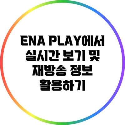 ENA PLAY에서 실시간 보기 및 재방송 정보 활용하기