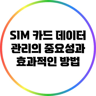 SIM 카드 데이터 관리의 중요성과 효과적인 방법