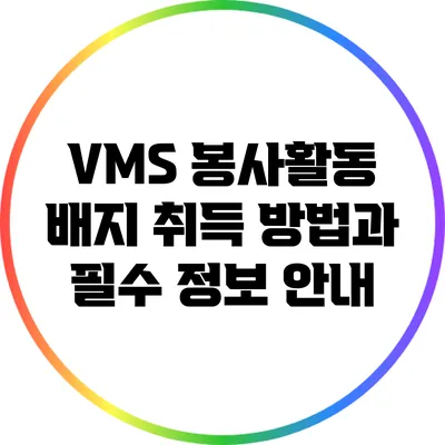 VMS 봉사활동 배지 취득 방법과 필수 정보 안내