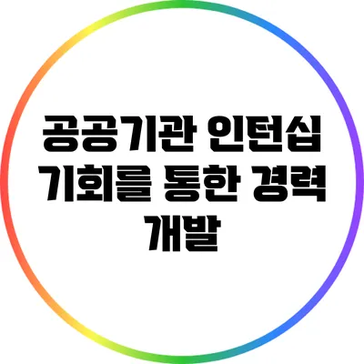 공공기관 인턴십 기회를 통한 경력 개발