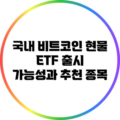 국내 비트코인 현물 ETF 출시 가능성과 추천 종목