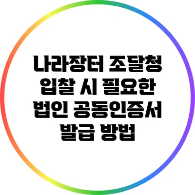 나라장터 조달청 입찰 시 필요한 법인 공동인증서 발급 방법