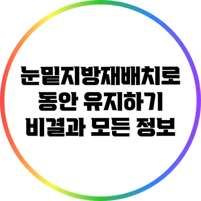 눈밑지방재배치로 동안 유지하기: 비결과 모든 정보