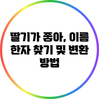 딸기가 좋아, 이름 한자 찾기 및 변환 방법