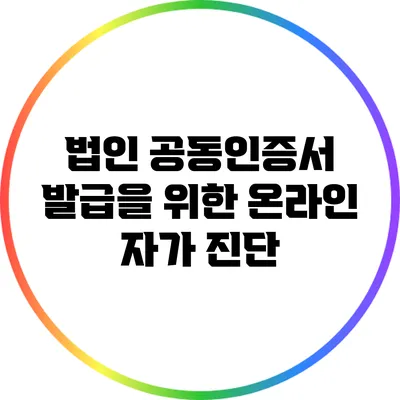 법인 공동인증서 발급을 위한 온라인 자가 진단
