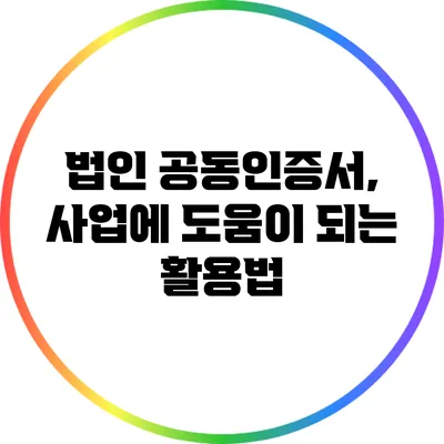 법인 공동인증서, 사업에 도움이 되는 활용법