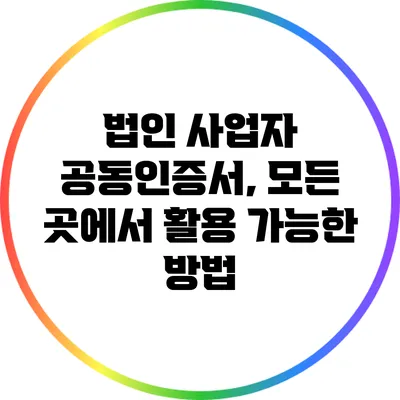 법인 사업자 공동인증서, 모든 곳에서 활용 가능한 방법