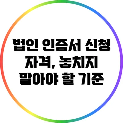 법인 인증서 신청 자격, 놓치지 말아야 할 기준