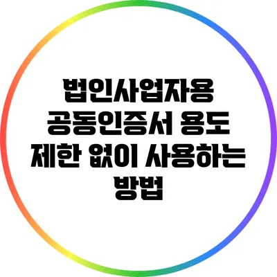 법인사업자용 공동인증서: 용도 제한 없이 사용하는 방법