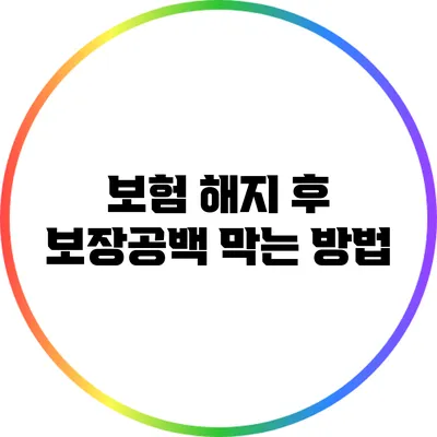 보험 해지 후 보장공백 막는 방법