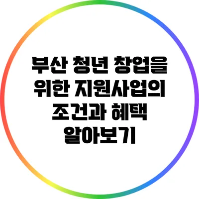 부산 청년 창업을 위한 지원사업의 조건과 혜택 알아보기
