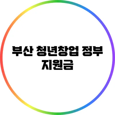 부산 청년창업 정부 지원금