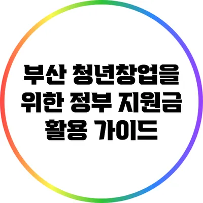 부산 청년창업을 위한 정부 지원금 활용 가이드