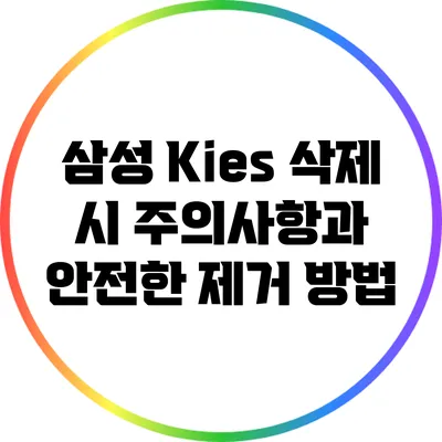 삼성 Kies 삭제 시 주의사항과 안전한 제거 방법