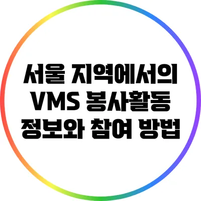 서울 지역에서의 VMS 봉사활동 정보와 참여 방법