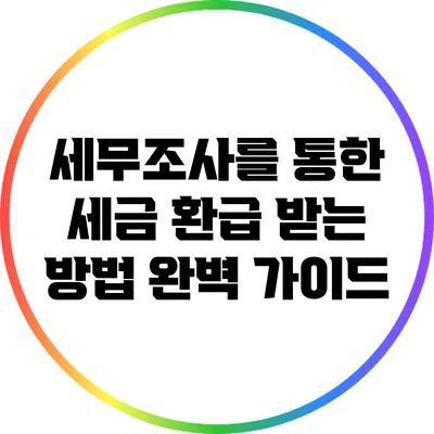 세무조사를 통한 세금 환급 받는 방법 완벽 가이드