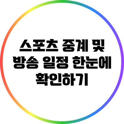 스포츠 중계 및 방송 일정 한눈에 확인하기