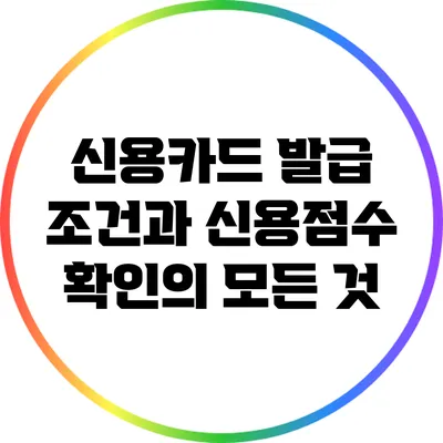 신용카드 발급 조건과 신용점수 확인의 모든 것