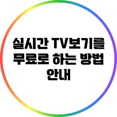 실시간 TV보기를 무료로 하는 방법 안내