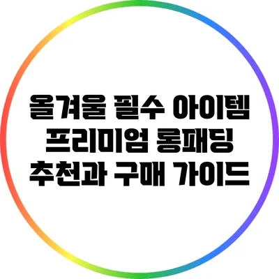 올겨울 필수 아이템 프리미엄 롱패딩 추천과 구매 가이드