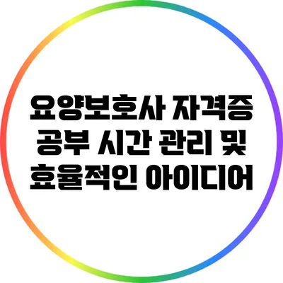 요양보호사 자격증 공부 시간 관리 및 효율적인 아이디어