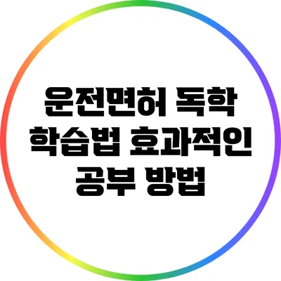 운전면허 독학 학습법: 효과적인 공부 방법