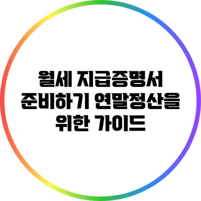 월세 지급증명서 준비하기: 연말정산을 위한 가이드