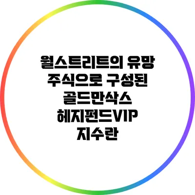 월스트리트의 유망 주식으로 구성된 골드만삭스 헤지펀드VIP 지수란?