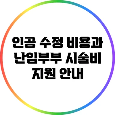 인공 수정 비용과 난임부부 시술비 지원 안내