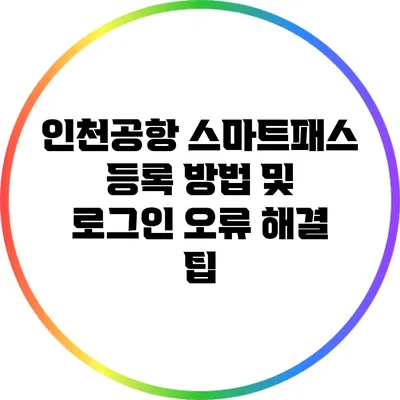 인천공항 스마트패스 등록 방법 및 로그인 오류 해결 팁