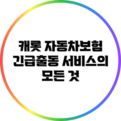캐롯 자동차보험 긴급출동 서비스의 모든 것