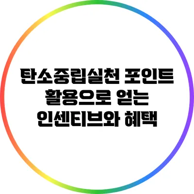 탄소중립실천 포인트 활용으로 얻는 인센티브와 혜택
