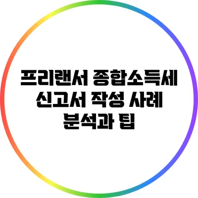 프리랜서 종합소득세 신고서 작성 사례 분석과 팁