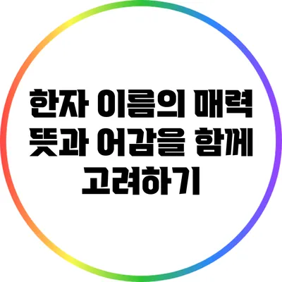 한자 이름의 매력: 뜻과 어감을 함께 고려하기