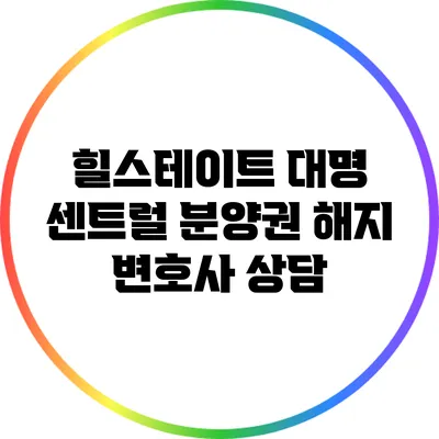 힐스테이트 대명 센트럴 분양권 해지 변호사 상담