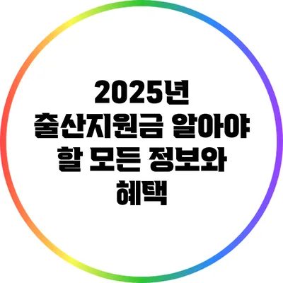 2025년 출산지원금: 알아야 할 모든 정보와 혜택