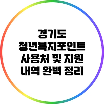 경기도 청년복지포인트 사용처 및 지원 내역 완벽 정리