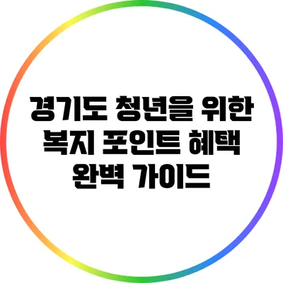 경기도 청년을 위한 복지 포인트 혜택 완벽 가이드