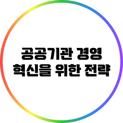 공공기관 경영 혁신을 위한 전략