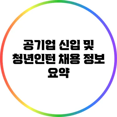공기업 신입 및 청년인턴 채용 정보 요약