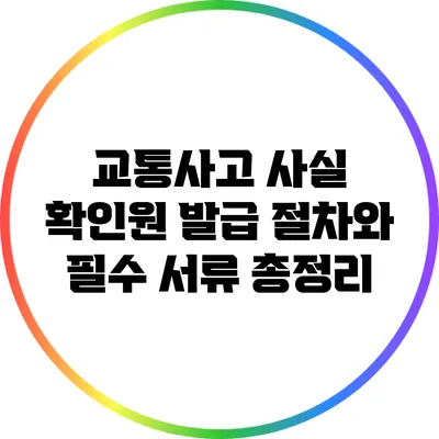 교통사고 사실 확인원 발급 절차와 필수 서류 총정리
