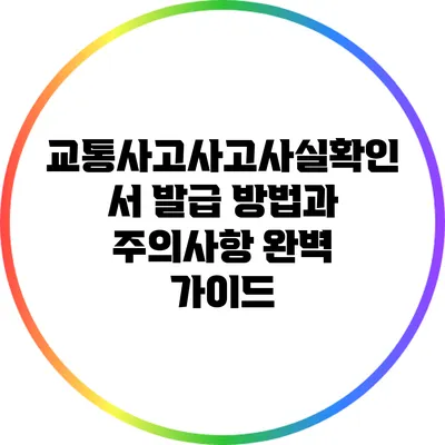 교통사고사고사실확인서 발급 방법과 주의사항 완벽 가이드