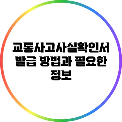 교통사고사실확인서 발급 방법과 필요한 정보