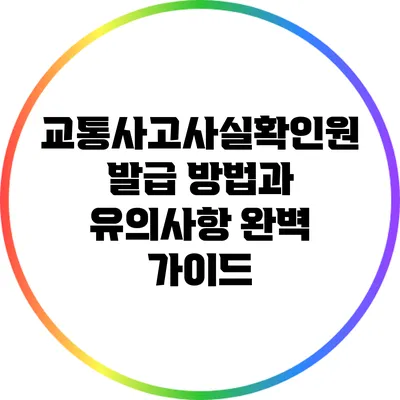 교통사고사실확인원 발급 방법과 유의사항 완벽 가이드